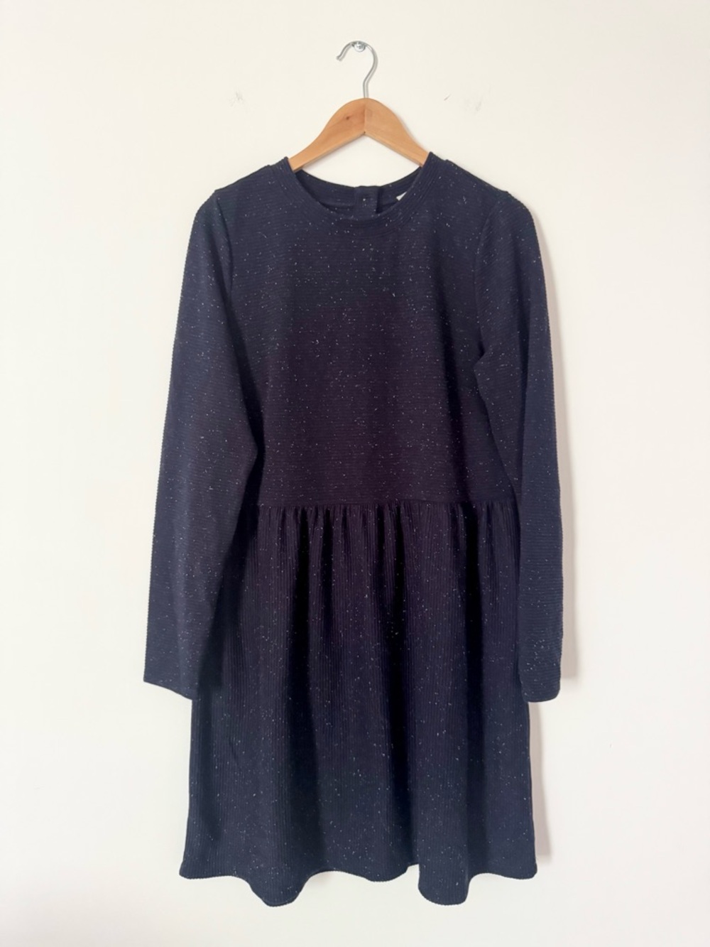 LOFT Navy Blue Long Sleeve Babydoll Dress Size LT